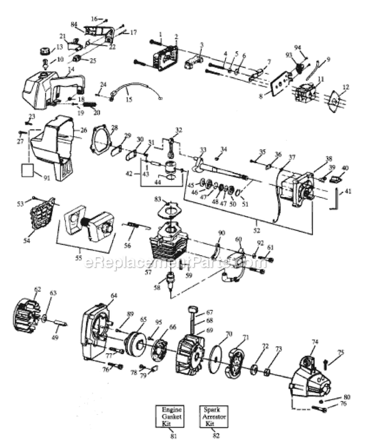 Page C Diagram and Parts List for GTI17  Weed Eater Trimmer
